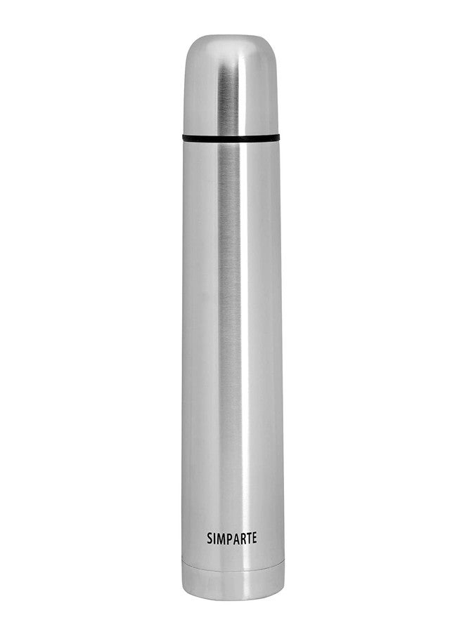 SIMPARTE 1000ml Stainless Steel Water Bottle with Twist Lid, Vacuum Insulated Hot & Cold Thermos, Leakproof, Rustproof, BPA Free, Portable, Durable - Ideal for Home, Office, Travel, Hiking, Silver - Image 4